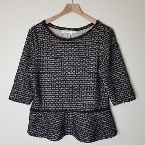 Max Studio Black Lace Peplum Top Size XL